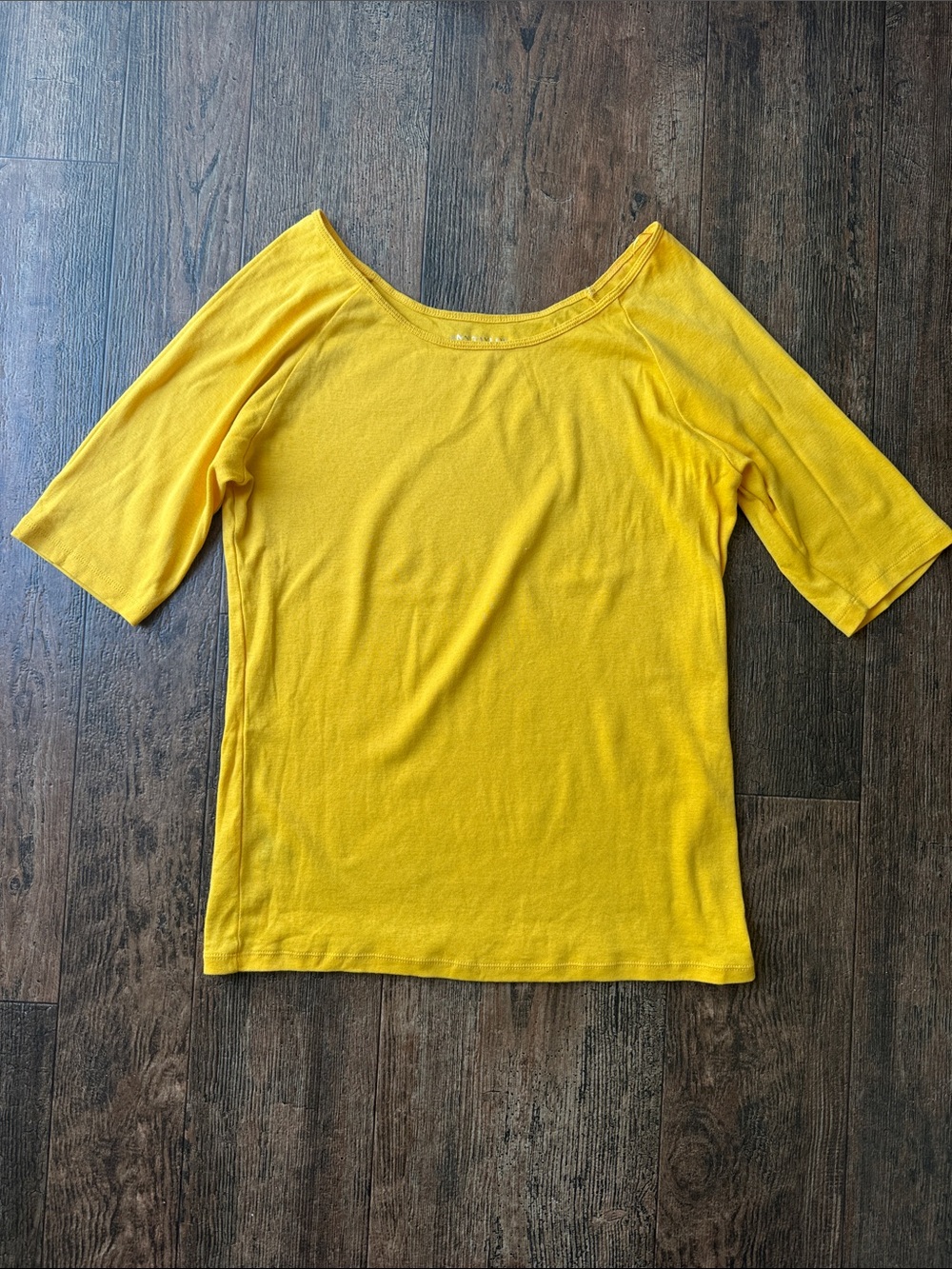 Ann Taylor Yellow Scoop Neck Short Sleeve Tee